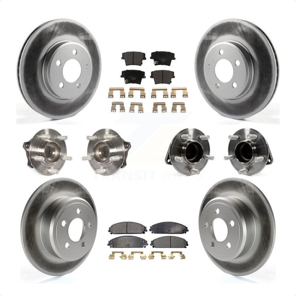 Front Rear Hub Bearings Assembly Coated Disc Brake Rotors And Ceramic Pads Kit (10Pc) For 2019-2020 Chrysler 300 RWD with 5.7L KBB-117023 by Transit Auto