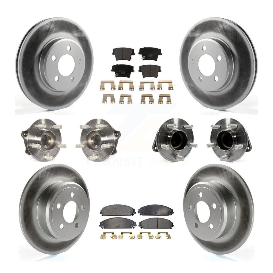 Front Rear Hub Bearings Assembly Coated Disc Brake Rotors And Ceramic Pads Kit (10Pc) For 2019-2020 Chrysler 300 RWD with 5.7L KBB-117023 by Transit Auto