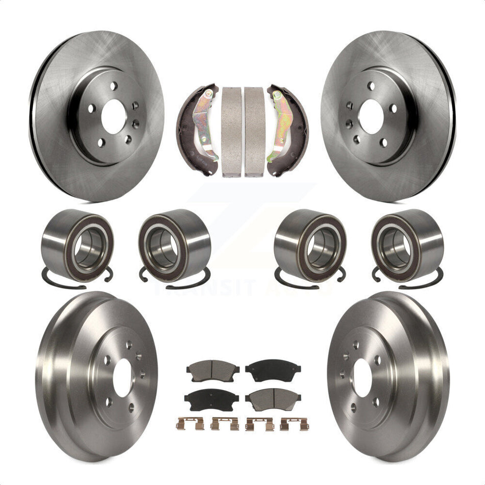 Front Rear Wheel Bearings Disc Brake Rotors And Ceramic Pads Shoes Kit (10Pc) For 2013-2017 Chevrolet Trax AWD KBB-117042 by Transit Auto
