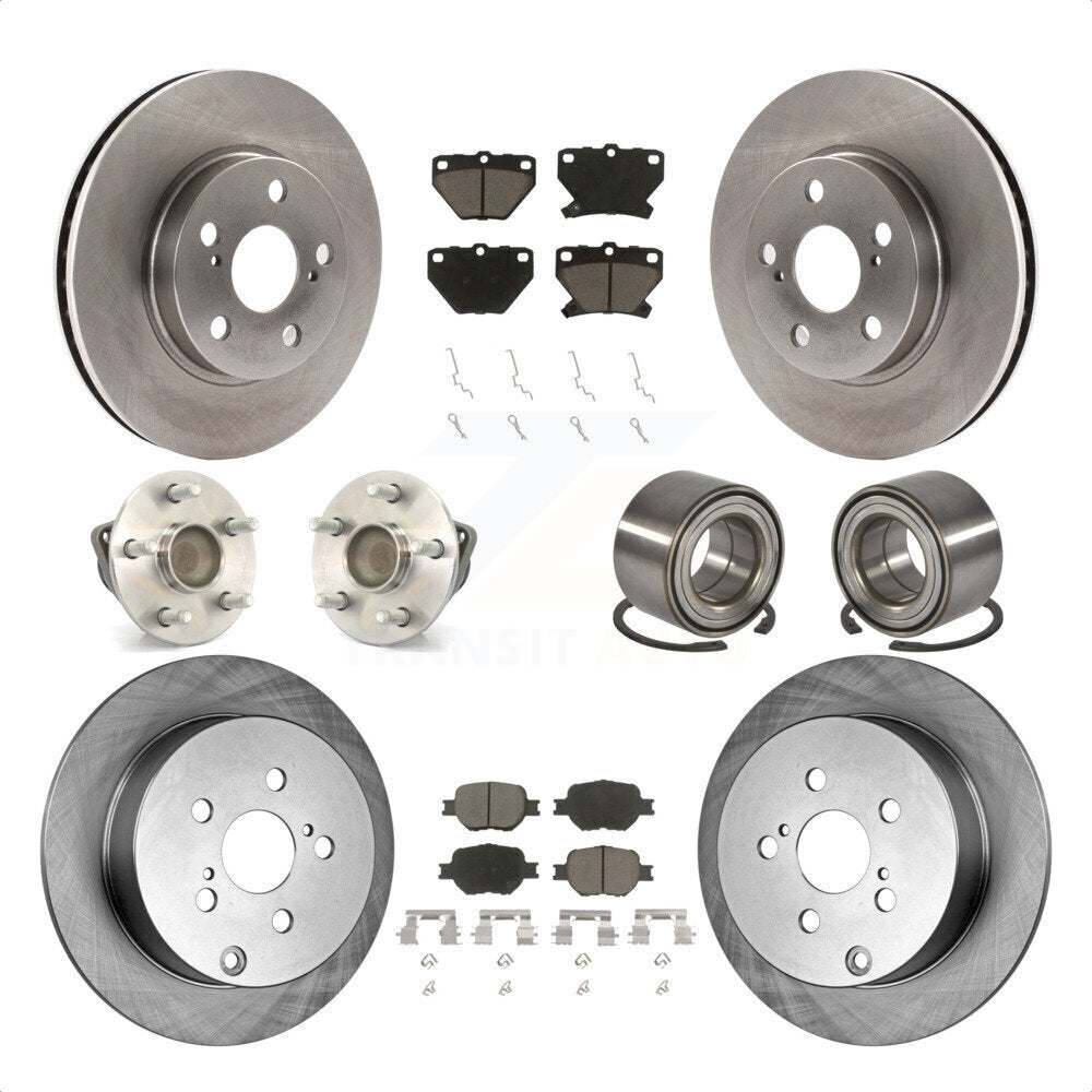 Front Rear Wheel Hub Bearings Assembly Disc Brake Rotors And Ceramic Pads Kit (10Pc) For 2001 Toyota Celica GT with 4-Wheel ABS KBB-117068 by Transit Auto
