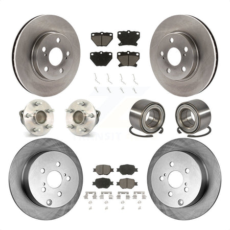 Front Rear Wheel Hub Bearings Assembly Disc Brake Rotors And Ceramic Pads Kit (10Pc) For 2001 Toyota Celica GT with 4-Wheel ABS KBB-117068 by Transit Auto