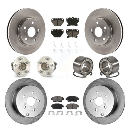 Front Rear Wheel Hub Bearings Assembly Disc Brake Rotors And Ceramic Pads Kit (10Pc) For 2000 Toyota Celica GT with 4-Wheel ABS KBB-117070 by Transit Auto