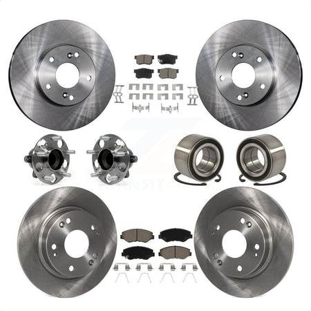 Front Rear Wheel Hub Bearings Assembly Disc Brake Rotors And Ceramic Pads Kit (10Pc) For Honda Civic KBB-117115 by Transit Auto