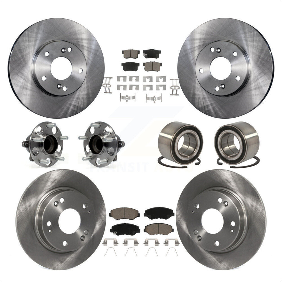 Front Rear Wheel Hub Bearings Assembly Disc Brake Rotors And Ceramic Pads Kit (10Pc) For Honda Civic KBB-117115 by Transit Auto
