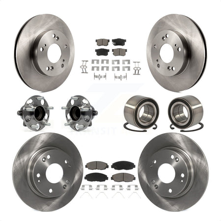 Front Rear Wheel Hub Bearings Assembly Disc Brake Rotors And Ceramic Pads Kit (10Pc) For 2013-2014 Honda Civic LX with Manual transmission KBB-117116 by Transit Auto