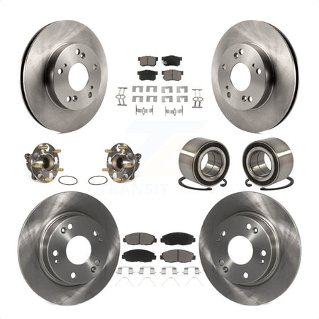 Front Rear Wheel Hub Bearings Assembly Disc Brake Rotors And Ceramic Pads Kit (10Pc) For Honda Civic KBB-117119 by Transit Auto