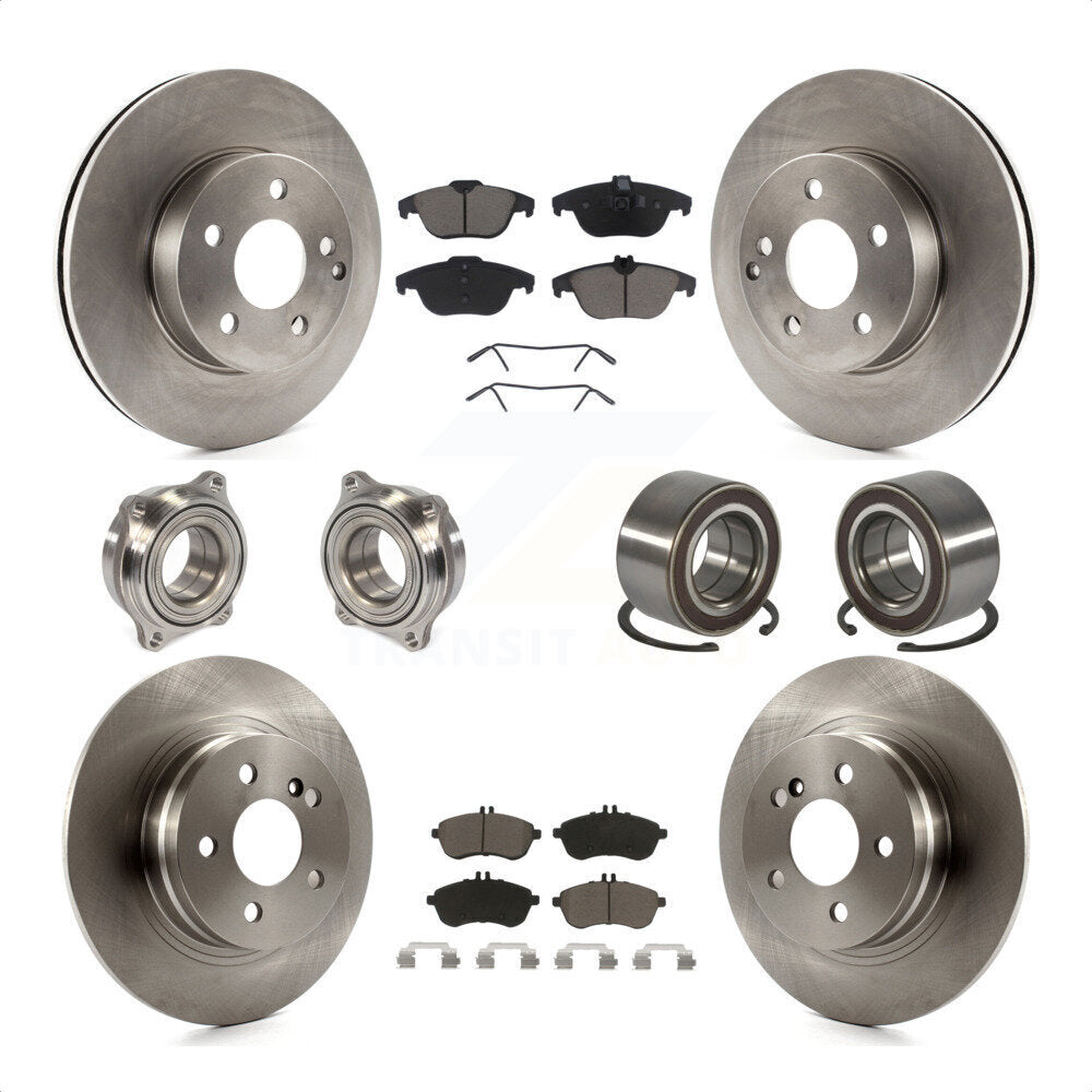 Front Rear Wheel Hub Bearings Assembly Disc Brake Rotors And Ceramic Pads Kit (10Pc) For Mercedes-Benz C300 KBB-117137 by Transit Auto