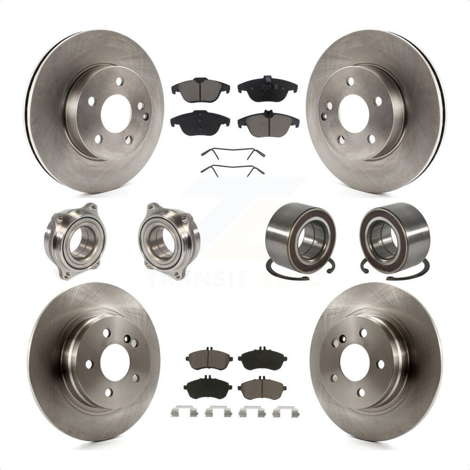 Front Rear Wheel Hub Bearings Assembly Disc Brake Rotors And Ceramic Pads Kit (10Pc) For Mercedes-Benz C300 KBB-117137 by Transit Auto