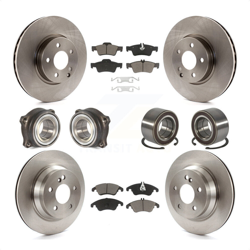 Front Rear Wheel Hub Bearings Assembly Disc Brake Rotors And Ceramic Pads Kit (10Pc) For Mercedes-Benz E350 E400 With 322mm Diameter Rotor KBB-117139 by Transit Auto