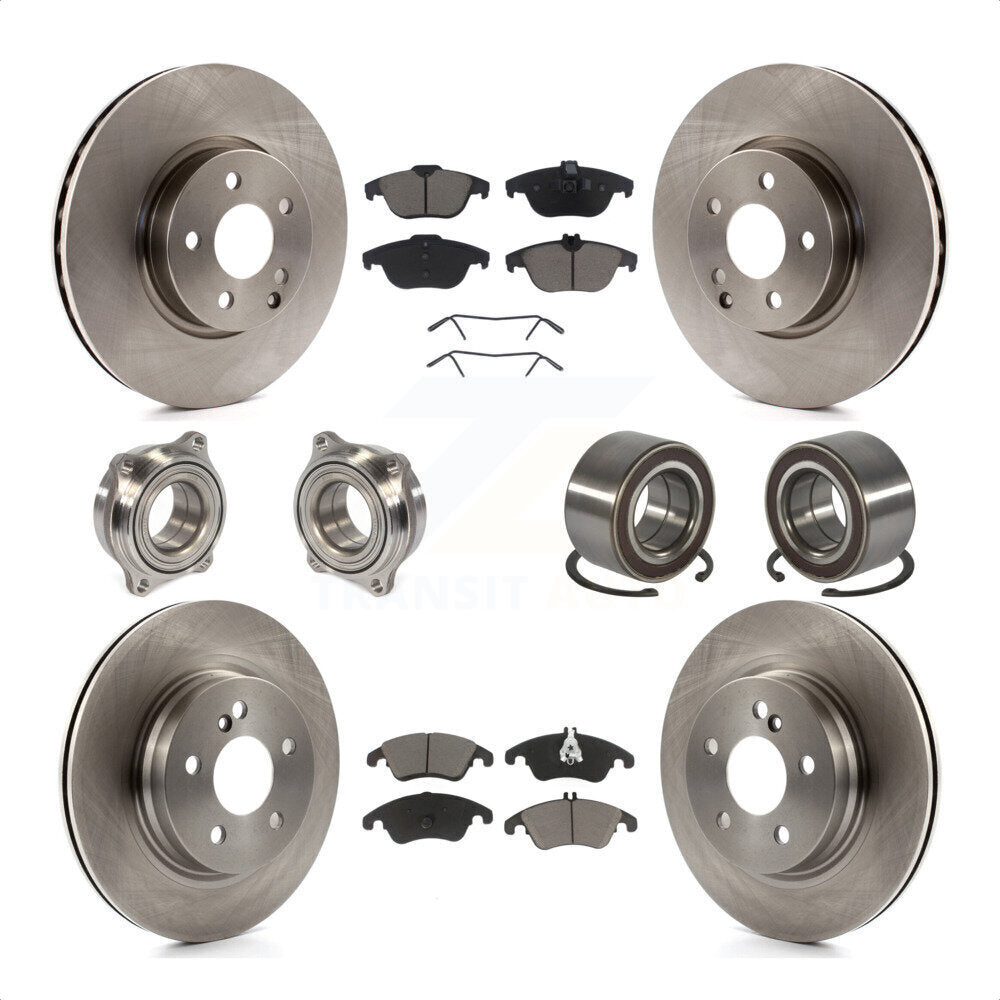 Front Rear Wheel Hub Bearings Assembly Disc Brake Rotors And Ceramic Pads Kit (10Pc) For Mercedes-Benz C300 C350 KBB-117140 by Transit Auto
