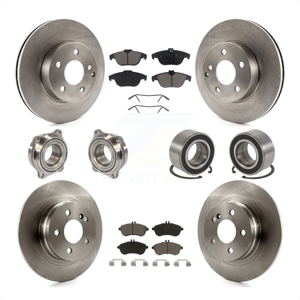 Front Rear Wheel Hub Bearings Assembly Disc Brake Rotors And Ceramic Pads Kit (10Pc) For 2010-2010 Mercedes-Benz C300 C250 AWD KBB-117141 by Transit Auto