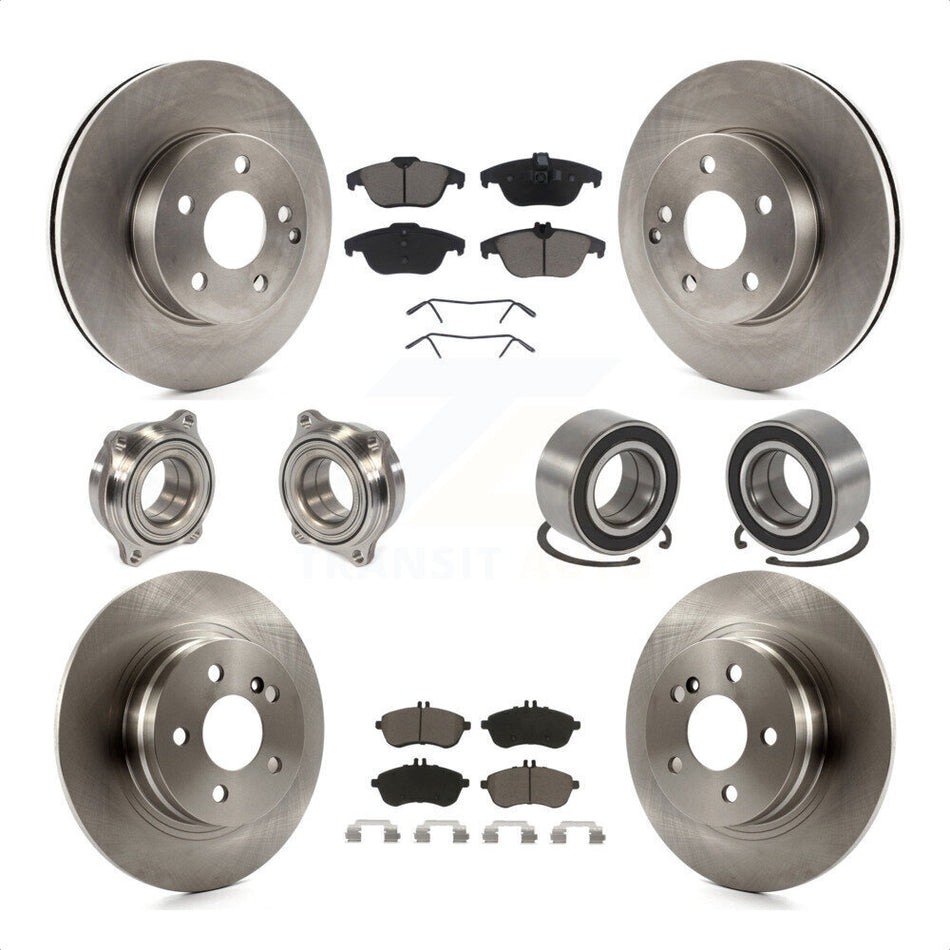 Front Rear Wheel Hub Bearings Assembly Disc Brake Rotors And Ceramic Pads Kit (10Pc) For 2010-2010 Mercedes-Benz C300 C250 AWD KBB-117141 by Transit Auto
