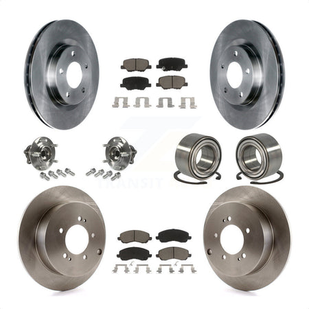 Front Rear Wheel Hub Bearings Assembly Disc Brake Rotors And Ceramic Pads Kit (10Pc) For 2013 Mitsubishi Outlander AWD with 3.0L Without 7 Passenger Seating KBB-117200 by Transit Auto