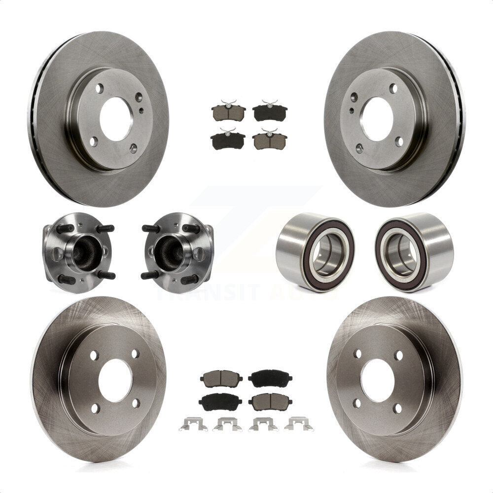 Front Rear Wheel Hub Bearings Assembly Disc Brake Rotors And Ceramic Pads Kit (10Pc) For 2014-2018 Ford Fiesta S Titanium SE KBB-117205 by Transit Auto