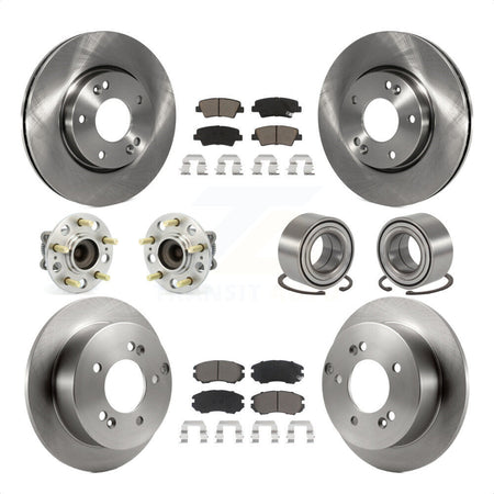 Front Rear Wheel Hub Bearings Assembly Disc Brake Rotors And Ceramic Pads Kit (10Pc) For 2010 Hyundai Sonata 2.4L KBB-117209 by Transit Auto