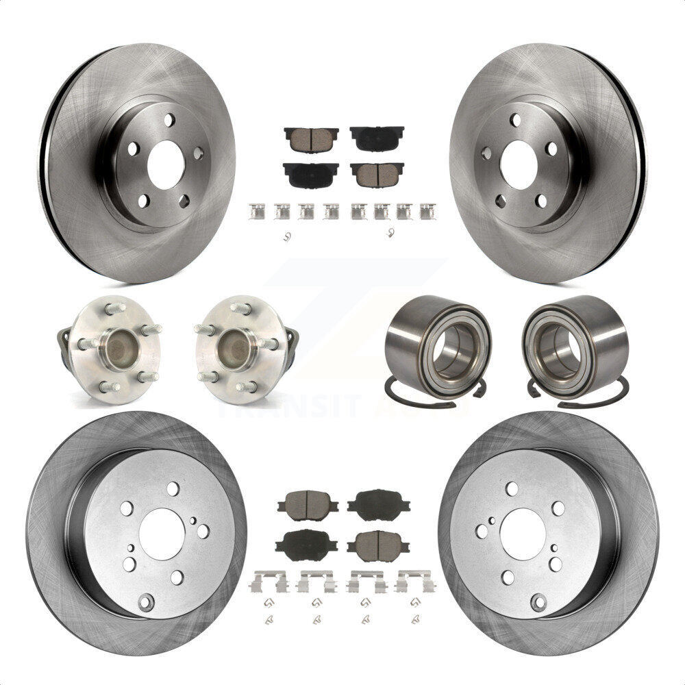 Front Rear Wheel Hub Bearings Assembly Disc Brake Rotors And Ceramic Pads Kit (10Pc) For 2005-2010 Scion tC KBB-117282 by Transit Auto