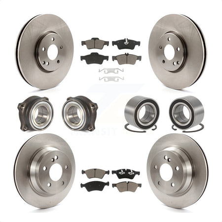Front Rear Wheel Hub Bearings Assembly Disc Brake Rotors And Ceramic Pads Kit (10Pc) For Mercedes-Benz E550 4Matic with AWD KBB-117315 by Transit Auto