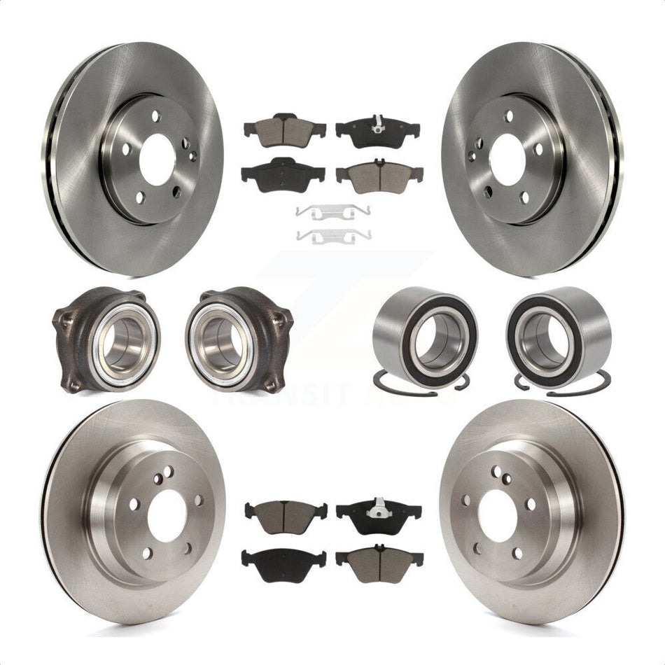 Front Rear Wheel Hub Bearings Assembly Disc Brake Rotors And Ceramic Pads Kit (10Pc) For Mercedes-Benz E350 E320 KBB-117316 by Transit Auto