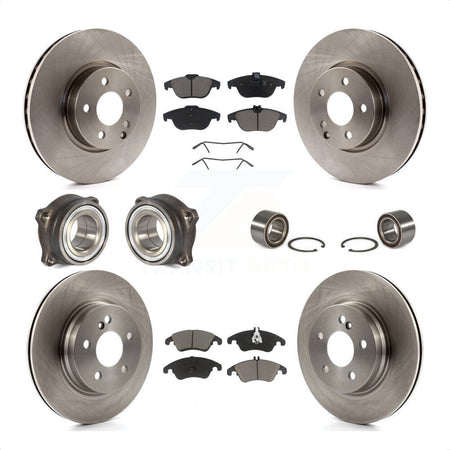 Front Rear Wheel Hub Bearings Assembly Disc Brake Rotors And Ceramic Pads Kit (10Pc) For Mercedes-Benz E350 With 322mm Diameter Rotor KBB-117318 by Transit Auto