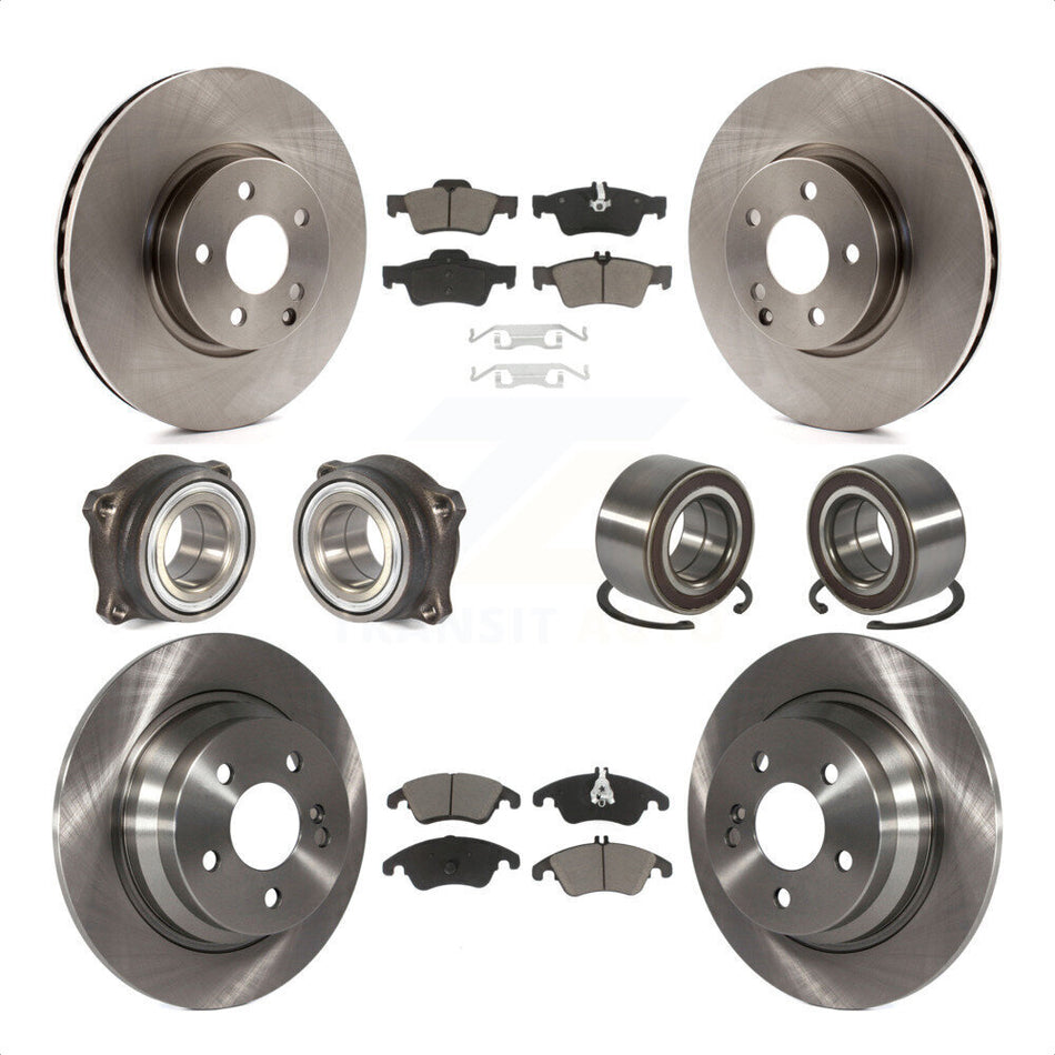 Front Rear Wheel Hub Bearings Assembly Disc Brake Rotors And Ceramic Pads Kit (10Pc) For 2014-2016 Mercedes-Benz E250 AWD With 322mm Diameter Rotor KBB-117319