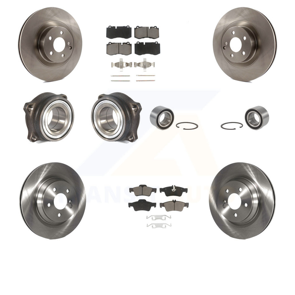 Front Rear Wheel Hub Bearings Assembly Disc Brake Rotors And Ceramic Pads Kit (10Pc) For 2009 Mercedes-Benz S450 Without Sport Package KBB-117320 by Transit Auto