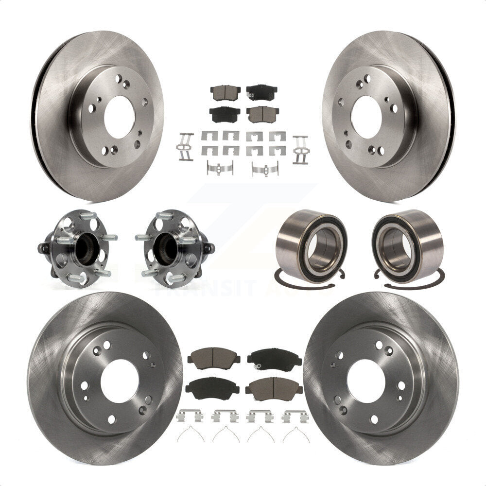 Front Rear Wheel Hub Bearings Assembly Disc Brake Rotors And Ceramic Pads Kit (10Pc) For 2015 Acura ILX 1.5L KBB-117329 by Transit Auto