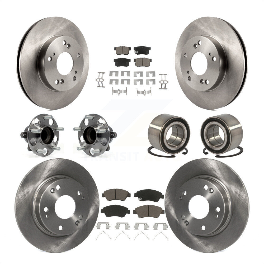 Front Rear Wheel Hub Bearings Assembly Disc Brake Rotors And Ceramic Pads Kit (10Pc) For 2013-2014 Acura ILX 1.5L KBB-117330 by Transit Auto