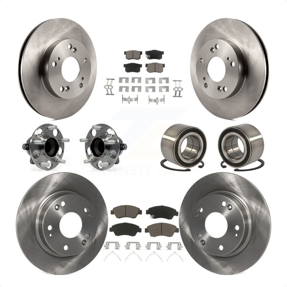 Front Rear Wheel Hub Bearings Assembly Disc Brake Rotors And Ceramic Pads Kit (10Pc) For 2013-2014 Acura ILX 1.5L KBB-117330 by Transit Auto