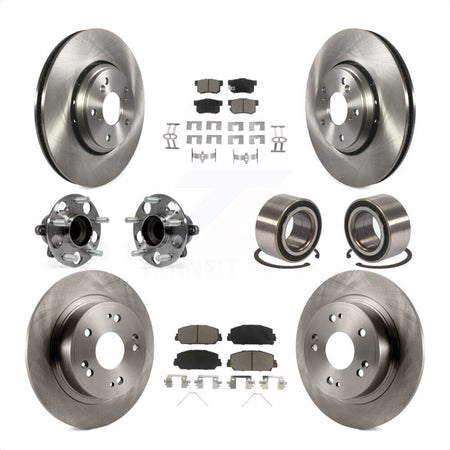 Front Rear Wheel Hub Bearings Assembly Disc Brake Rotors And Ceramic Pads Kit (10Pc) For 2017-2018 Acura ILX KBB-117332 by Transit Auto