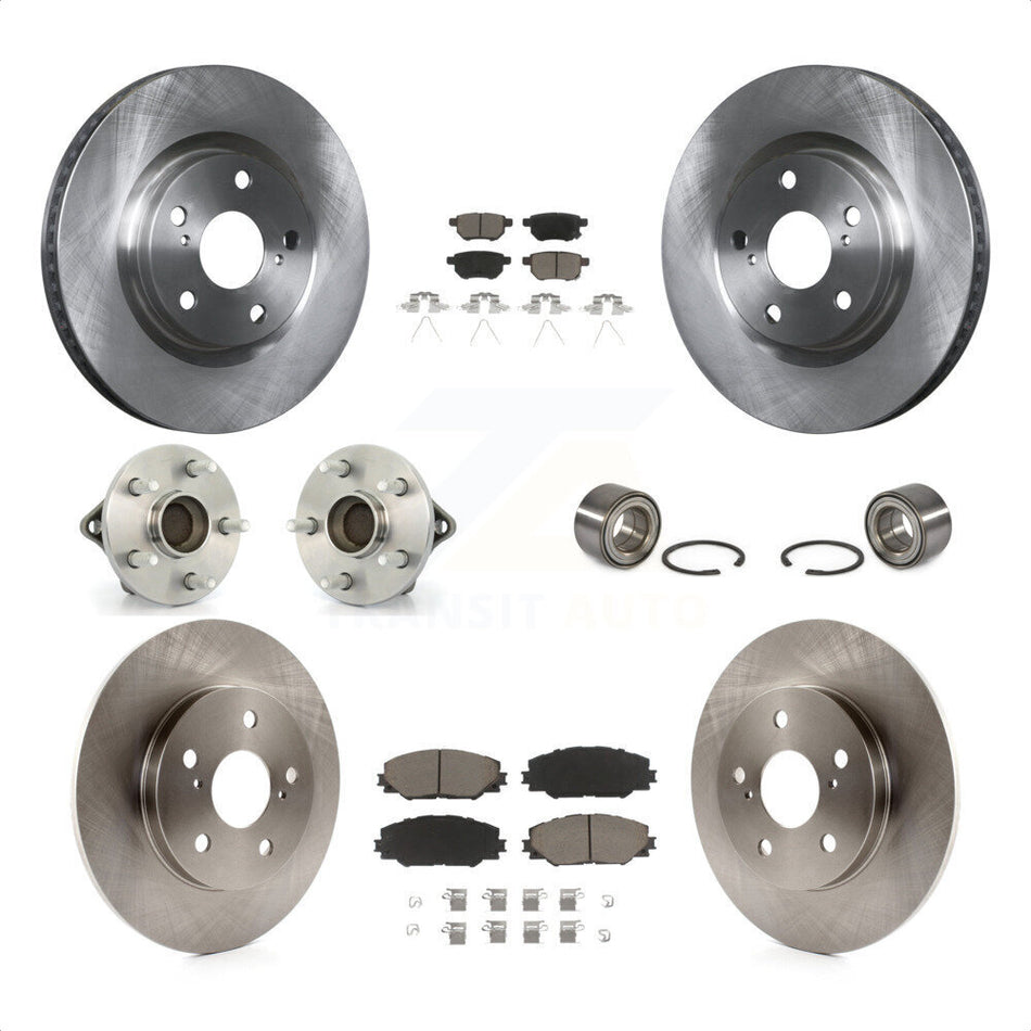 Front Rear Wheel Hub Bearings Assembly Disc Brake Rotors And Ceramic Pads Kit (10Pc) For 2017-2018 Toyota Corolla iM KBB-117358 by Transit Auto