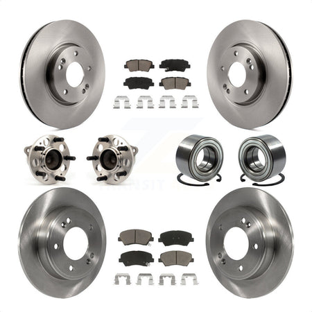 Front Rear Wheel Hub Bearings Assembly Disc Brake Rotors And Ceramic Pads Kit (10Pc) For 2015 Hyundai Veloster Tech RE FLEX SE KBB-117368 by Transit Auto