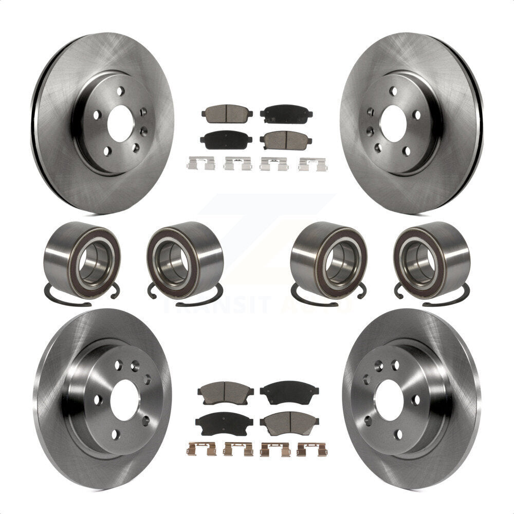 Front Rear Wheel Bearings Disc Brake Rotors And Ceramic Pads Kit (10Pc) For 2013-2017 Buick Encore Chevrolet Trax AWD KBB-117375 by Transit Auto