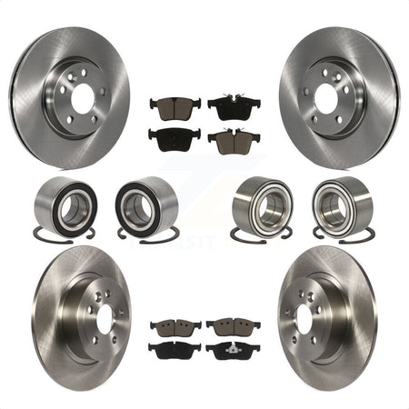 Front Rear Wheel Bearings Disc Brake Rotors And Ceramic Pads Kit (10Pc) For 2016-2017 Land Rover Range Evoque With 300mm Diameter Rotor KBB-117381 by Transit Auto