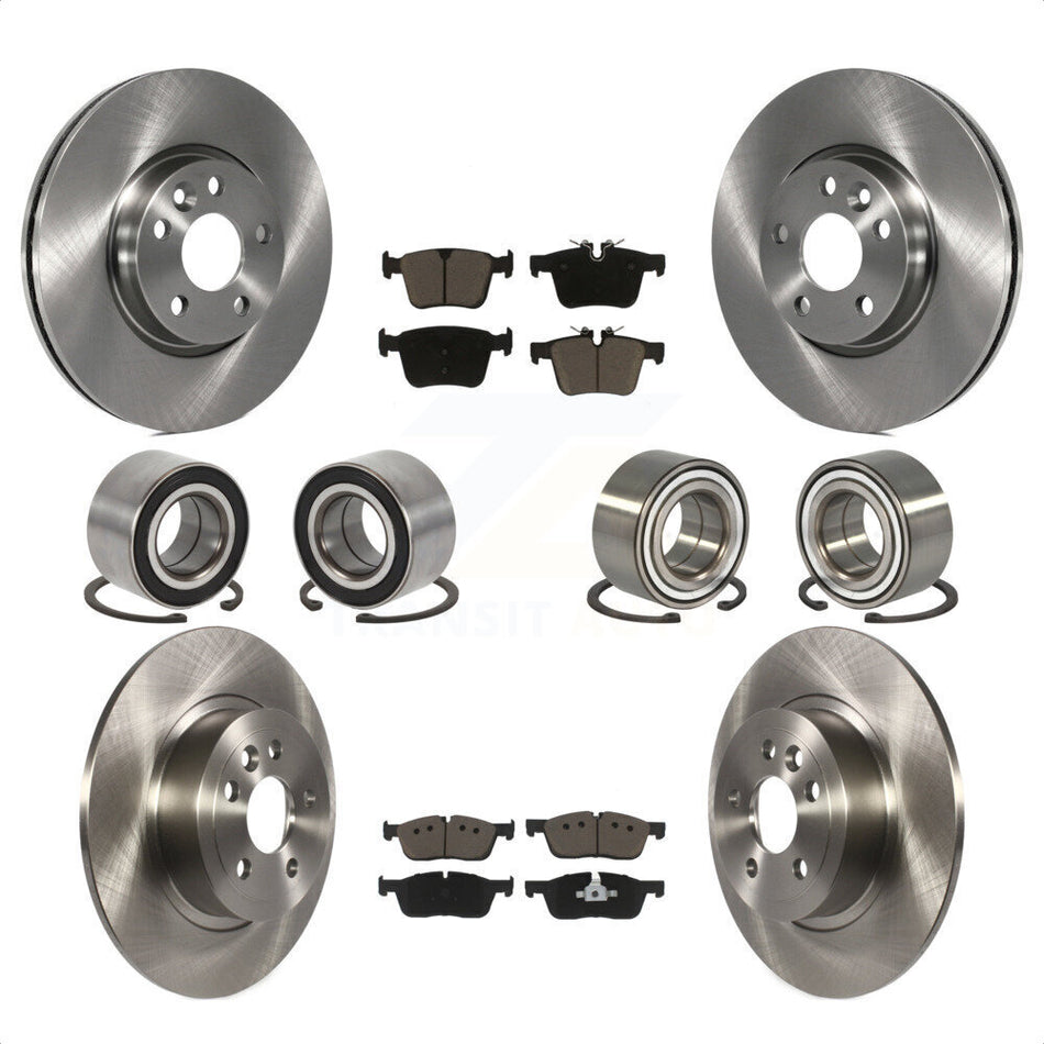 Front Rear Wheel Bearings Disc Brake Rotors And Ceramic Pads Kit (10Pc) For 2016-2017 Land Rover Range Evoque With 300mm Diameter Rotor KBB-117381 by Transit Auto