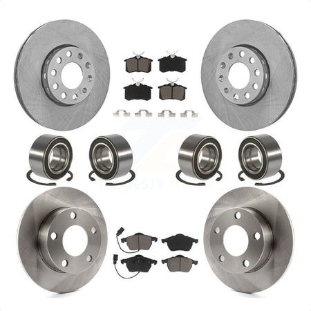 Front Rear Wheel Bearings Disc Brake Rotors And Ceramic Pads Kit (10Pc) For 2000 Volkswagen Passat 2.8L with Naturally Aspirated KBB-117395 by Transit Auto