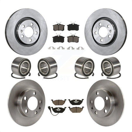 Front Rear Wheel Bearings Disc Brake Rotors And Ceramic Pads Kit (10Pc) For 2004 Volkswagen Golf 2.0L 1.9L KBB-117397 by Transit Auto