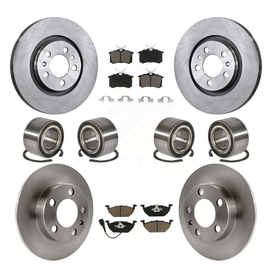Front Rear Wheel Bearings Disc Brake Rotors And Ceramic Pads Kit (10Pc) For 2004 Volkswagen Golf 2.0L 1.9L KBB-117397 by Transit Auto