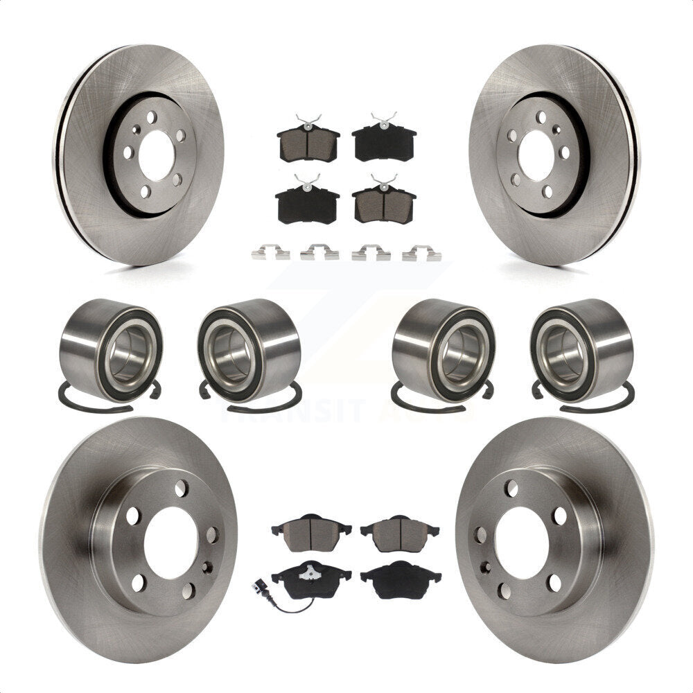 Front Rear Wheel Bearings Disc Brake Rotors And Ceramic Pads Kit (10Pc) For 2004 Volkswagen Golf 2.8L 1.8L KBB-117398 by Transit Auto