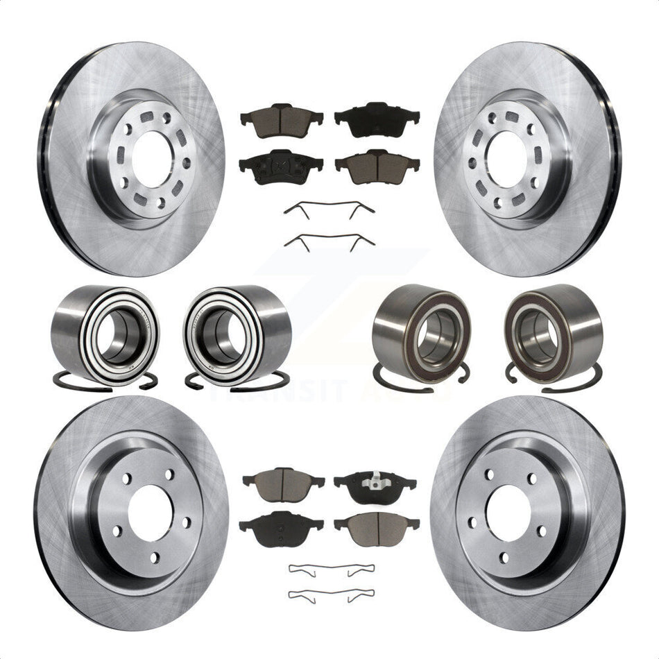 Front Rear Wheel Bearings Disc Brake Rotors And Ceramic Pads Kit (10Pc) For 2006 Mazda 5 To 02 06 KBB-117418 by Transit Auto