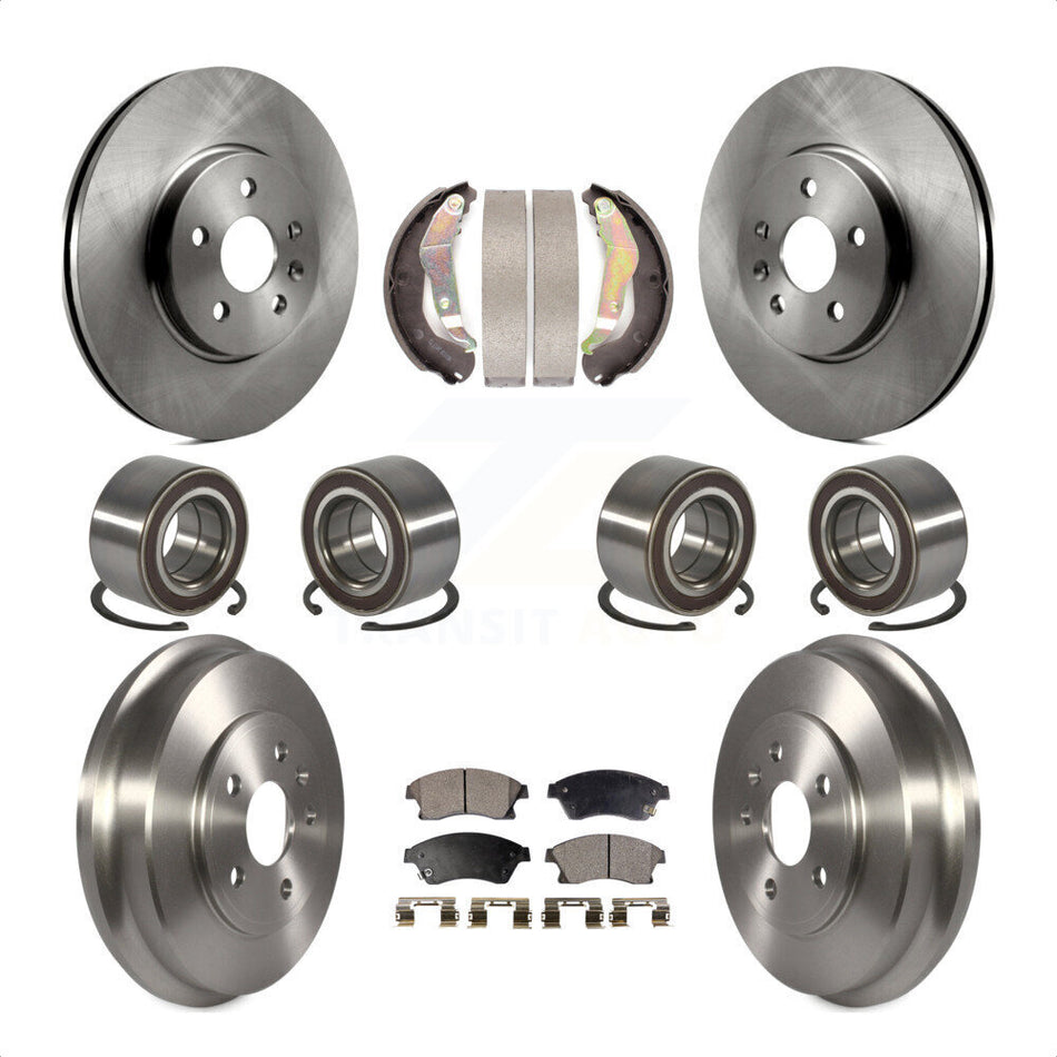 Front Rear Wheel Bearings Disc Brake Rotors And Semi-Metallic Pads Shoes Kit (10Pc) For 2013-2017 Chevrolet Trax AWD KBB-117443 by Transit Auto