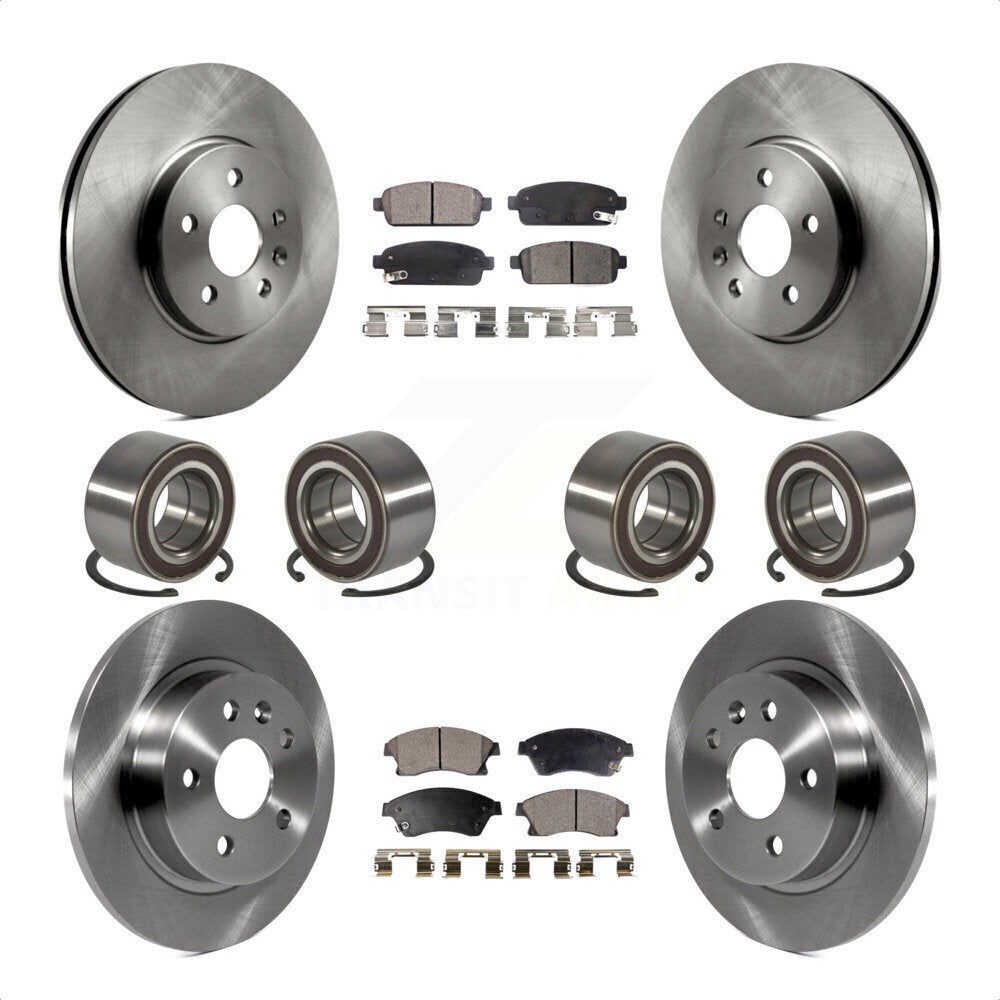 Front Rear Wheel Bearings Disc Brake Rotors And Semi-Metallic Pads Kit (10Pc) For 2013-2017 Buick Encore Chevrolet Trax AWD KBB-117453 by Transit Auto