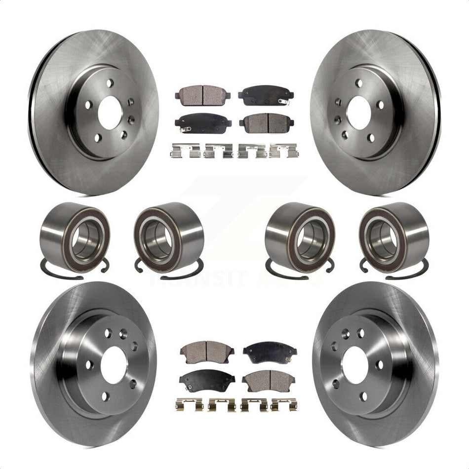 Front Rear Wheel Bearings Disc Brake Rotors And Semi-Metallic Pads Kit (10Pc) For 2013-2017 Buick Encore Chevrolet Trax AWD KBB-117453 by Transit Auto