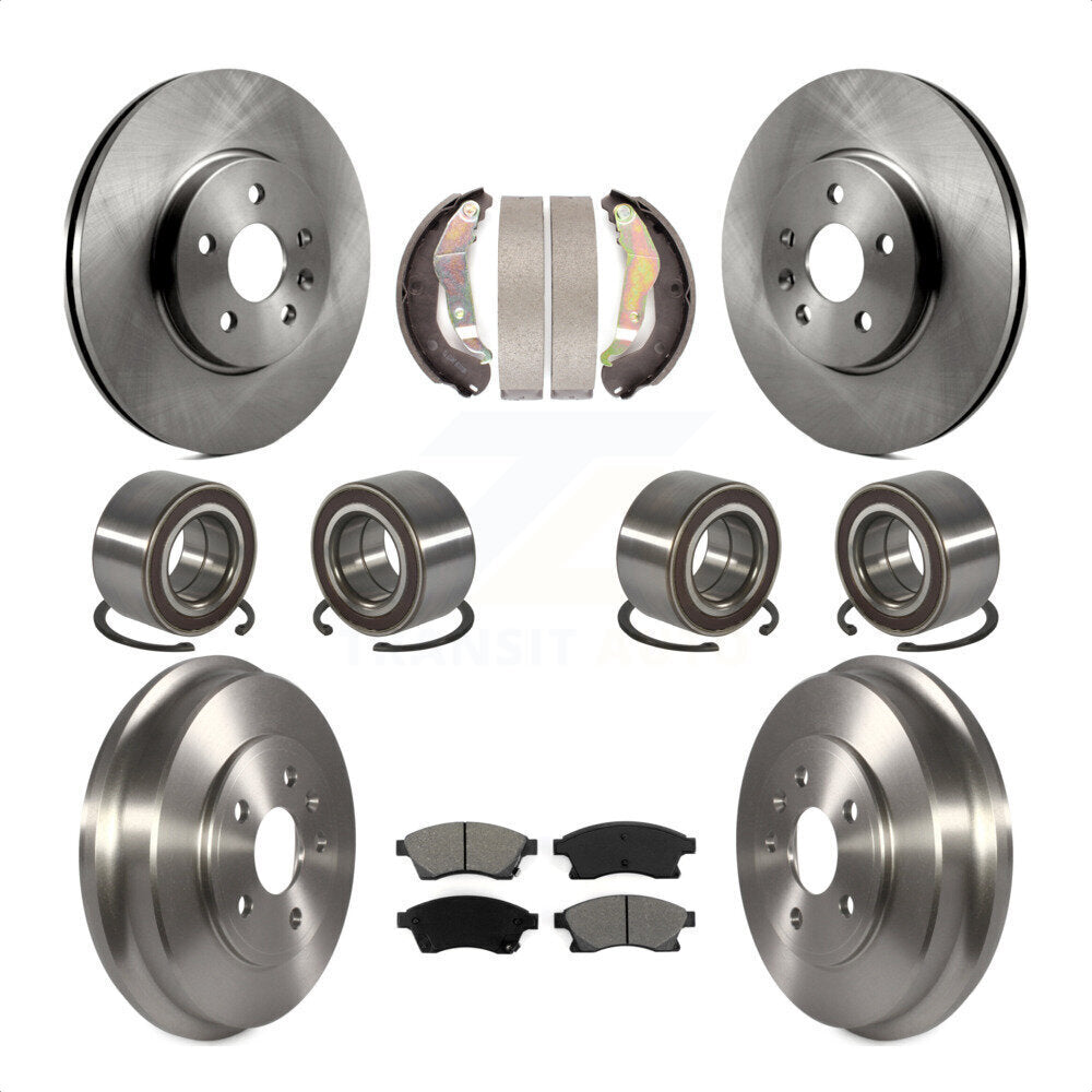 Front Rear Wheel Bearings Disc Brake Rotors And Semi-Metallic Pads Shoes Kit (10Pc) For 2013-2017 Chevrolet Trax AWD KBB-117455 by Transit Auto