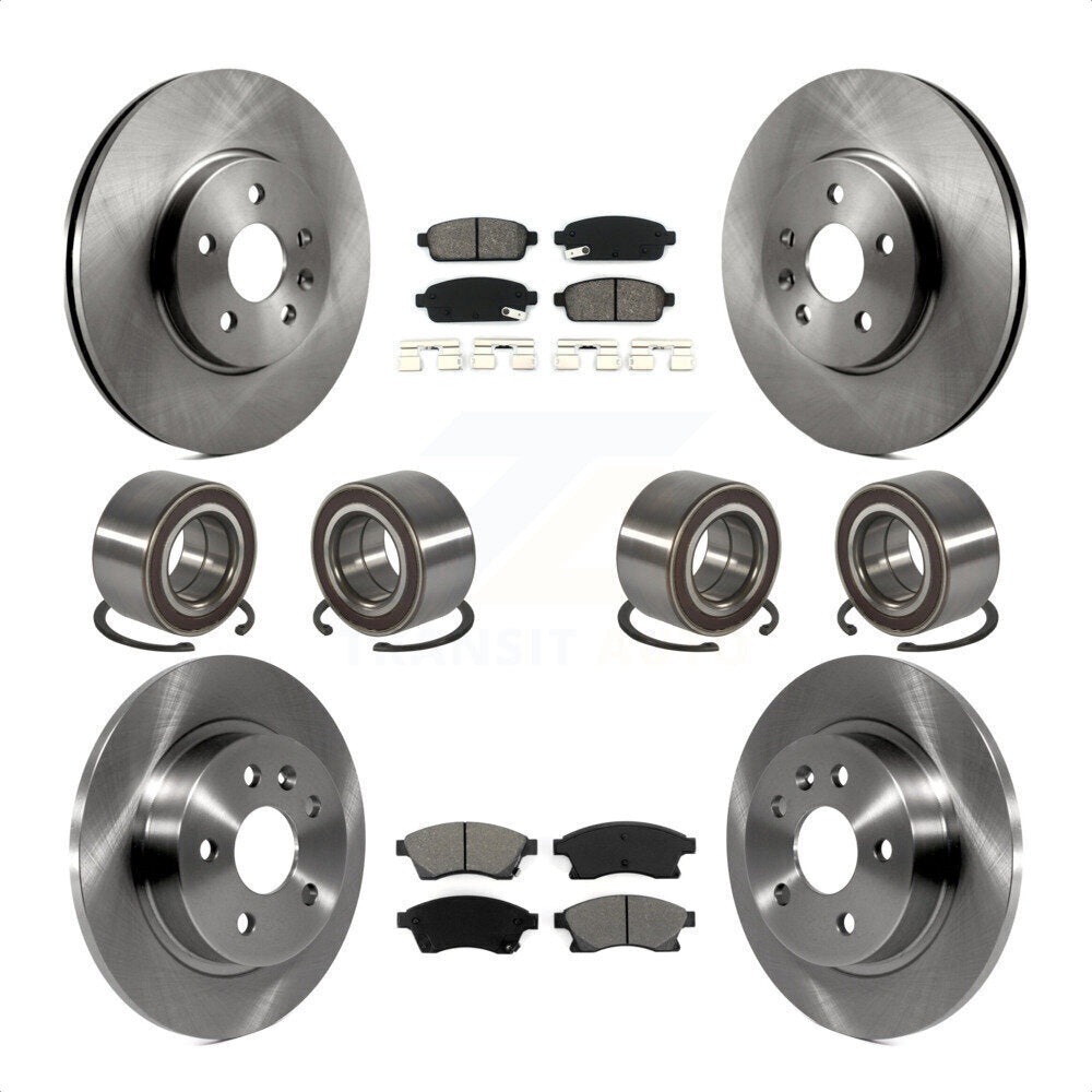 Front Rear Wheel Bearings Disc Brake Rotors And Semi-Metallic Pads Kit (10Pc) For 2013-2017 Buick Encore Chevrolet Trax AWD KBB-117465 by Transit Auto