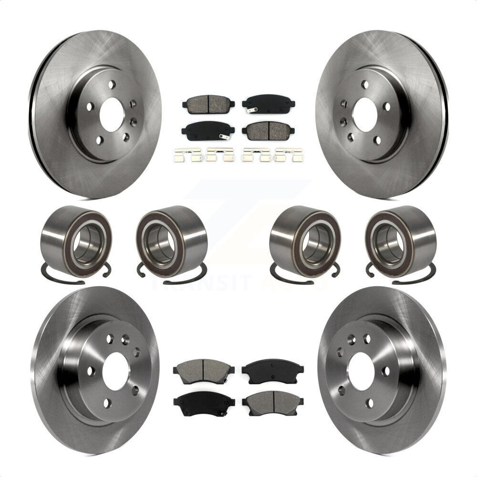 Front Rear Wheel Bearings Disc Brake Rotors And Semi-Metallic Pads Kit (10Pc) For 2013-2017 Buick Encore Chevrolet Trax AWD KBB-117465 by Transit Auto