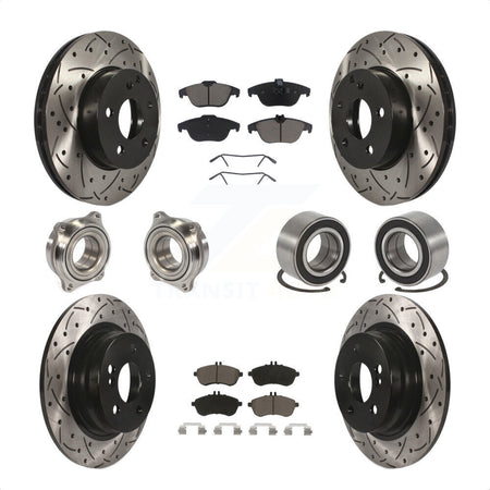 Front Rear Wheel Hub Bearings Assembly Coated Disc Brake Rotors And Ceramic Pads Kit (10Pc) For 2010-2010 Mercedes-Benz C300 C250 AWD KBB-117592 by Transit Auto