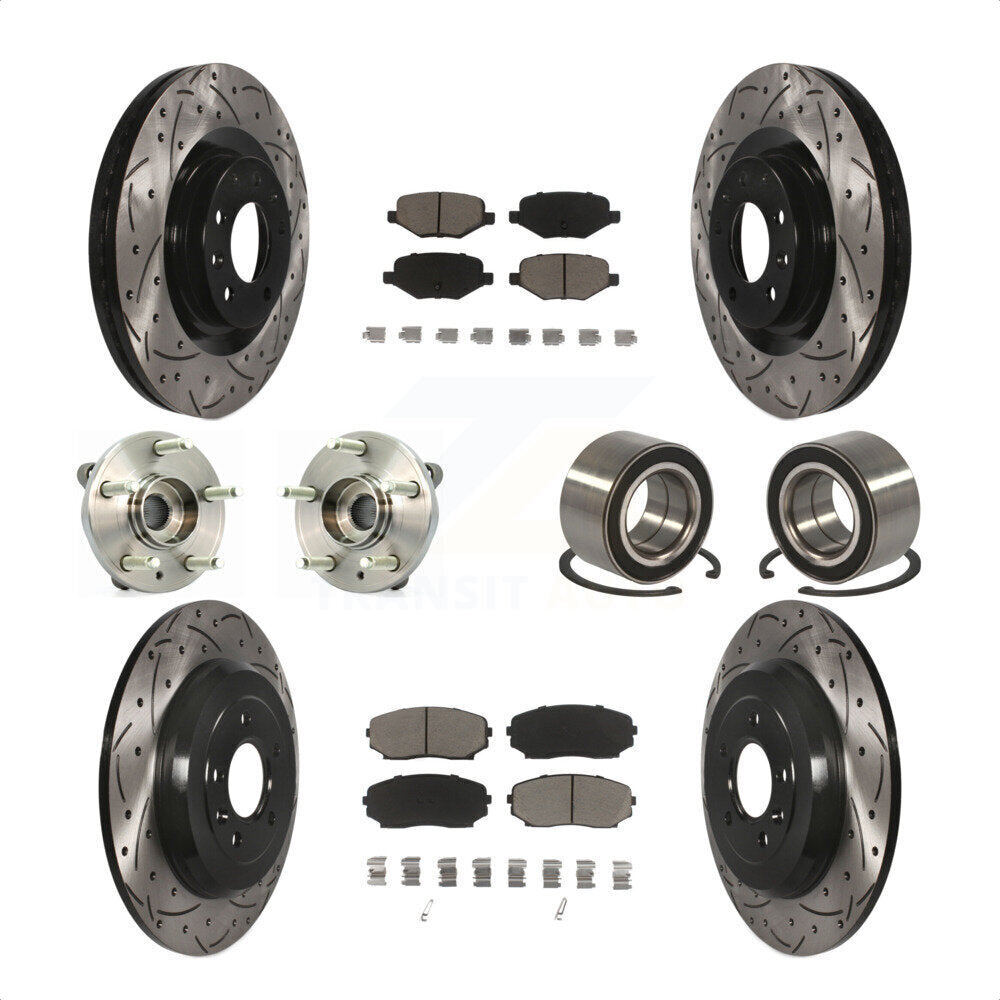 Front Rear Wheel Hub Bearings Assembly Coated Disc Brake Rotors And Ceramic Pads Kit (10Pc) For Ford Edge Lincoln MKX KBB-117597 by Transit Auto
