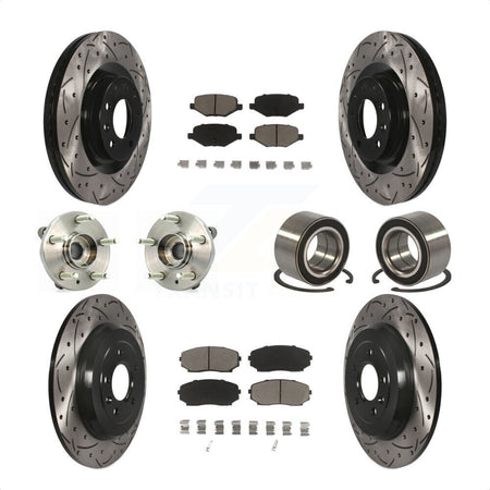 Front Rear Wheel Hub Bearings Assembly Coated Disc Brake Rotors And Ceramic Pads Kit (10Pc) For Ford Edge Lincoln MKX KBB-117597 by Transit Auto