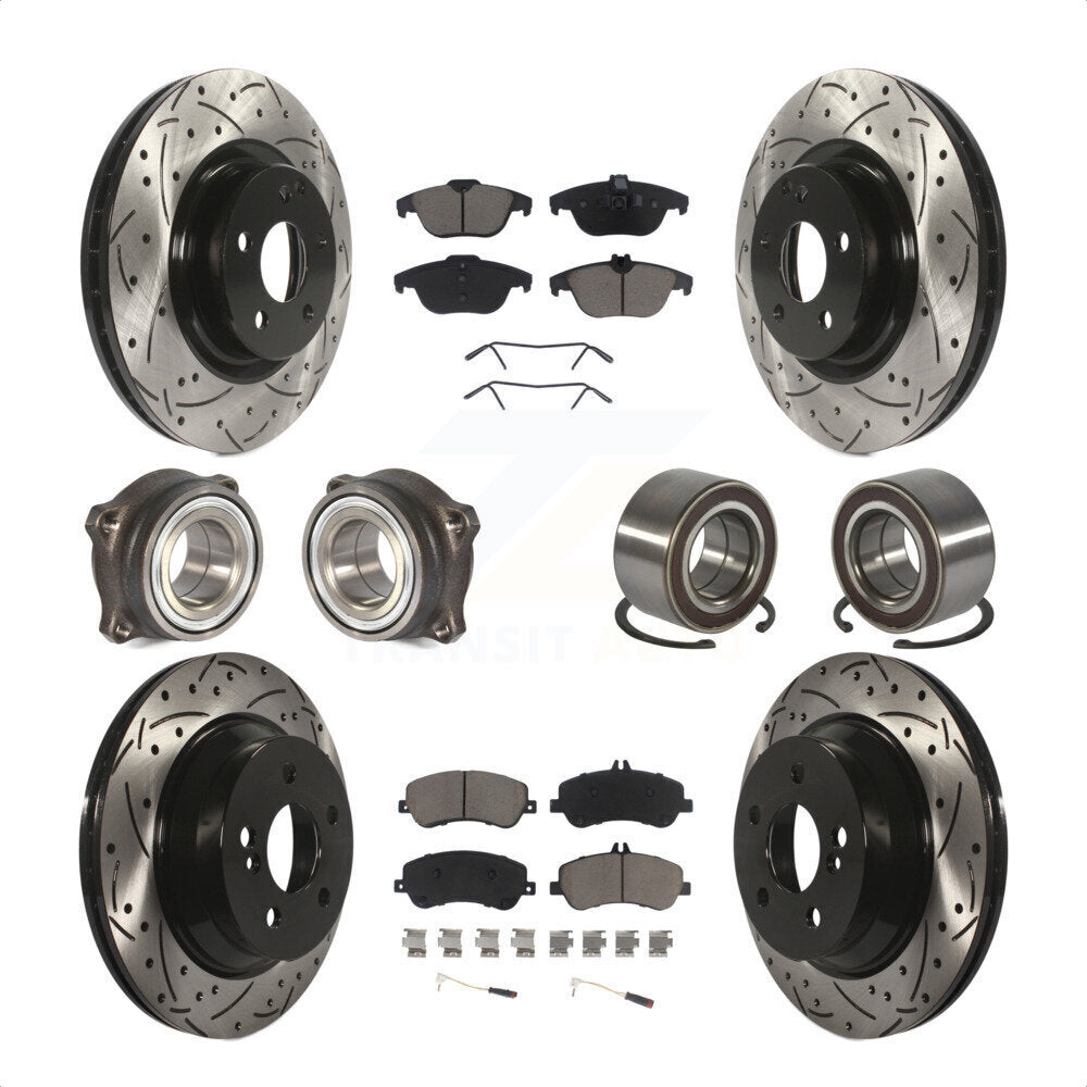 Front Rear Wheel Hub Bearings Assembly Coated Disc Brake Rotors And Ceramic Pads Kit (10Pc) For Mercedes-Benz GLK350 GLK250 KBB-117617 by Transit Auto