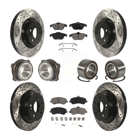 Front Rear Wheel Hub Bearings Assembly Coated Disc Brake Rotors And Ceramic Pads Kit (10Pc) For Mercedes-Benz GLK350 GLK250 KBB-117617 by Transit Auto